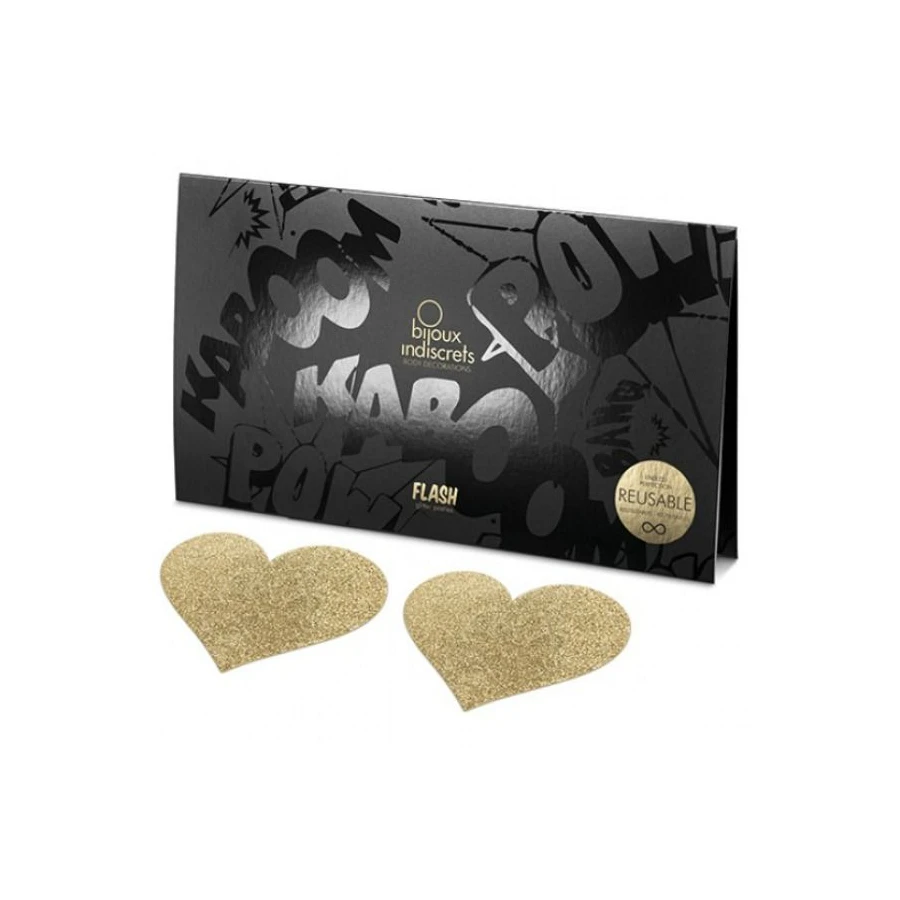 BIJOUX - INDISCRETS FLASH GOLDEN HEART NIPPLE COVERS
